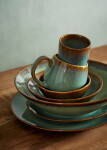 MADAM STOLTZ Obedový tanier Green Reactive Glaze
