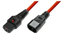 MicroConnect Predlžovací kábel s IEC zámkom C13 - C14 3M červená (PC1387)
