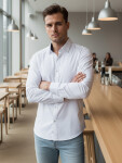 Pánska elegantná hladká biela košeľa SLIM FIT FashionStreet DX2618 L