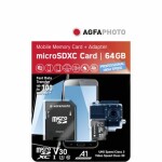 AGFAPHOTO MicroSDXC 64GB + Adaptér (10582A1) / R: 100 MB/s / W: 50 MB/s / Class V30 (10582A1)