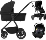 Lionelo Kočík Meril 3v1 Black Onyx / Hlboký, športový kočík a autosedačka / Terénne PU kolesá / Hliníkový rám (LO-MERIL 3IN1 BLACK ONYX)