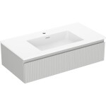 MEXEN/S - Rivel kúpeľňová skrinka 90 cm s umývadlom Otis, 1 šuplík, reliéf, šedá mat/biela mat 91A20-09023-1-BF62-W18M01
