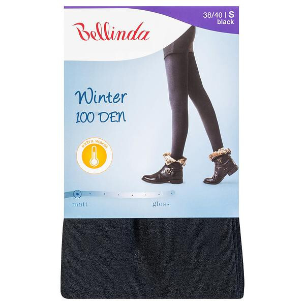 Dámske zimné pančuchy, extra teplé WINTER 100 DEN - BELLINDA - čierne XL
