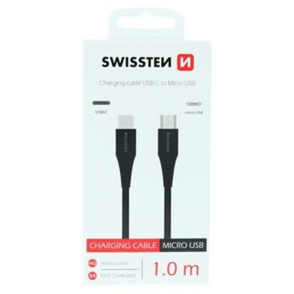 SWISSTEN Dátový kábel USB-C amp; MICRO USB 1m čierna (71506511)