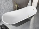 MEXEN/S - Alta voľne stojaca vaňa 170 x 75, biela/čierna, sifón a prepad zlatá kartáčovaná 52141707575-55