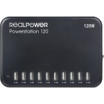 RealPower Powerstation 10 čierna / nabíjací adaptér pre 10 zariadení / 120W (4040895007582)