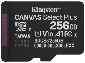 Kingston Canvas Select PLUS Gen3 microSDXC 256GB / UHS-I V30 / U3 / Class 10 / čítanie: až 150MBs / zápis: až 150 MBs (SDCS3/256GBSP)