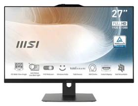 MSI Modern AM272P 12M-1202XEU čierna / All-in-one počítač / 27 "FHD / Intel Core i3-1215U 1.2GHz / 8GB / 500GB SSD (Modern AM272P 12M-1202XEU)