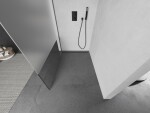 MEXEN/S - Kioto Sprchová zástena WALK-IN 100 x 200, transparent/dekor 8 mm, grafit kartáčovaná 800-100-101-66-35