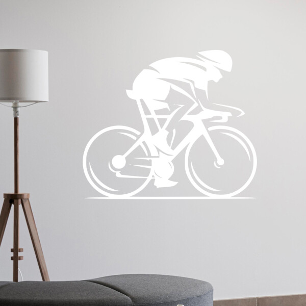 Veselá Stena Samolepka Cestný cyklista Farba: biela, Veľkosť: 80 x 67 cm