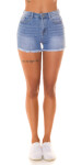 Sexy Highwaist Jeans Shorts with frayed hem denimblue 40