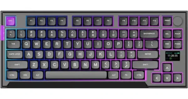 PREYON Silent Claw TKL Red čierna / herná bezdrôtová klávesnica / mechanická / Gateron Red Pro / USB+2.4GHz+BT / US (PSCTR85B)