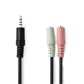Nedis Stereo Audio kábel jack 3.5 mm (M) - 2x jack 3.5 mm (F) 0.20 m čierna (CAGP22150BK02)