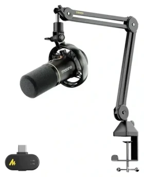 Maono PD200WS čierna / Dynamický mikrofón / XLR / USB-C / bezdrôtový / 50-16000 Hz / RGB (PD200WS Black)