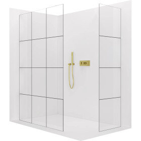 CERANO - Sprchová zástena Walk-in Crystal TL/P - 8 mm - bezvzperový systém - zlatá, industriálne sklo - 150x140x200 CER-8050BD5877