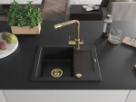 MEXEN/S MEXEN/S - Enzo granitový drez 1-miska s odkvapkávačom vrátane batérie Duero, čierna 6506-77-671600-50