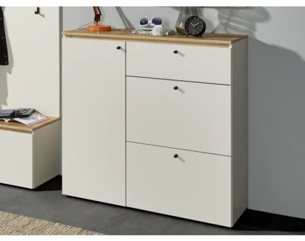 20 Úložná komoda/botník Lime 102 cm, béžový kašmír/dub evoke%