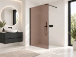 CERANO - Sprchová zástena Walk-in Onyx Cube Ľ/P - 8 mm - hranatá vzpera - čierna matná, bronzové sklo - 160x200 CER-686530