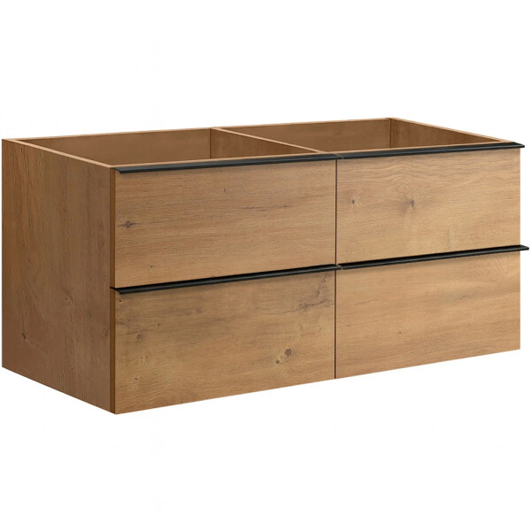 CERANO - Kúpeľňová skrinka pod umývadlo s úchytkou Velora - dub medový, čierna úchytka - 158x53x46,5 CER-665122