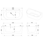 INVENA - Voľne stojaca vaňa priečnej 150 cm Astri so sifónom AN-03-15U-F