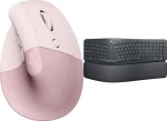 Logitech Lift ružová + Ergo K860 / Sada / Ergonomická myš + klávesnica / bezdrôtová 2.4 GHz / pre pravákov