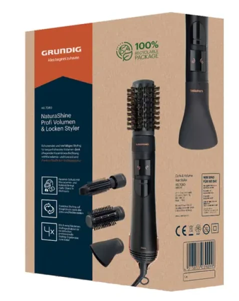 Grundig HS 7080 čierna, ružové zlato / Kefa na horúci vzduch / 1000 W (GMS3180)