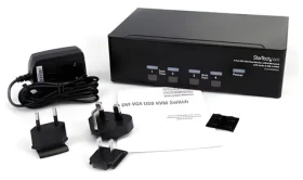StarTech DVI VGA KVM prepínač čierna / KVM prepínač / DVI / VGA / USB / max. 1920 x 1200 px / 5 portov (SV431DDVDUA)