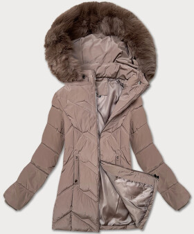 Dámska plus size zimná bunda s kapucňou S'west cocoa (B8300-48) odstíny hnědé 52