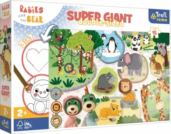 Trefl - Puzzle - Obojstranné puzzle Treflíci a mláďatá v ZOO SUPER GIANT