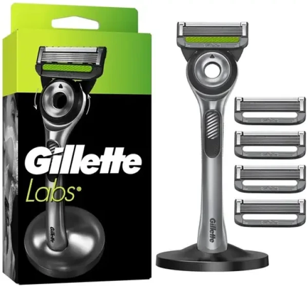 Gillette Labs strieborné / Holítko / 5 čepelí / stojan (8700216674508)