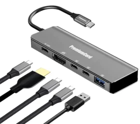 PremiumCord Adaptér USB-C na HDMI+USB-A+USB-C+PD (ku31dock21)