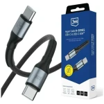 3mk Hyper kábel N-SERIES USB-C na USB-C čierna / Dátový kábel / 3 m / 60W / PD 3.0 / QC 3.0 (5903108739191)