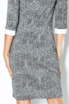 Dámske spoločenské šaty COLLAR short SAF-110-2 sivá/biela - Numoco XL bílá/černá