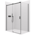CERANO - Sprchovací kút Santoro Ľ/P - 8 mm - čierna matná, transparentné sklo - 160x80x195 - posuvný CER-8050BD7343
