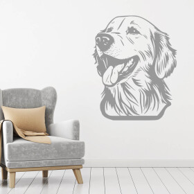 Veselá Stena Samolepka Zlatý retriever Farba: šedá, Veľkosť: 80 x 65 cm