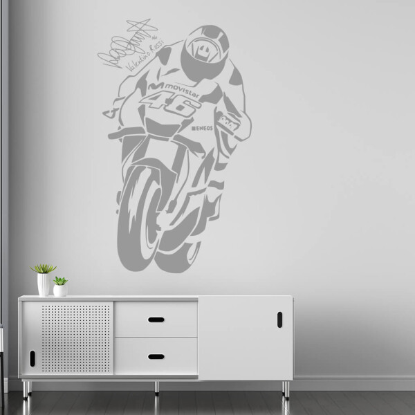 Veselá Stena Samolepka Valentino Rossi Farba: šedá, Veľkosť: 80 X 48 cm