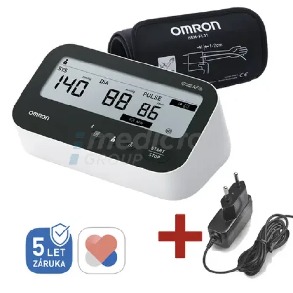 Omron M4 Comfort AFib biela / Digitálny tonometer so sieťovým zdrojom (8595145035380)
