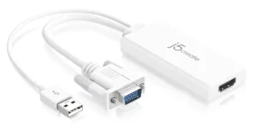J5Create JDA214 biela / Adaptér / VGA + audio na HDMI / Full HD 1920x1080 / 60Hz (JDA214-N)