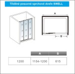 H K - Posuvné sprchové dvere SWELL D3 120, 115,4-120x185cm L / P variant SE-SWELLD3