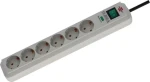 Brennenstuhl Eco-Line svetlo šedá / Prepäťová ochrana / 6 zásuviek / 1,5 m / 13 500 A (1159750015)