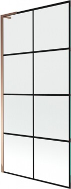 MEXEN/S - Next L vaňová zástena FIX 90 x 150, čierna vzor, ružové zlato 895-090-000-03-77-60