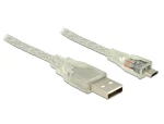 DeLock kábel USB 2.0 A samec - USB 2.0 micro B samec / 5 m / transparentný (83903)