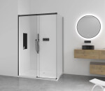 CERANO - Sprchovací kút Lantono L/P - 8 mm - Soft-Close - čierna matná, transparentné sklo - 170x90x195 - posuvný CER-433232