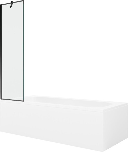 MEXEN/S - Vega obdĺžniková vaňa 160 x 70 cm s panelom + vaňová zástena 50, čierna vzor 550116070X9505007070