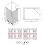 CERANO - Sprchovací kút Antelo L/P - 6 mm - čierna matná, transparentné sklo - 90x60x190 - otočný CER-477251