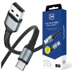 3mk Hyper Cable N-SERIES USB-A na USB-C čierna / Kábel / 1 m / 9V/2A 18W / QC 3.0 (5903108680318)