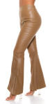 Sexy Faux Leather Flared Pants CAPPUCCINO