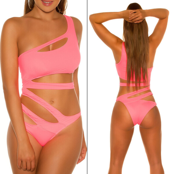 Sexy KouCla Monokini in BondageLook neonyellow M