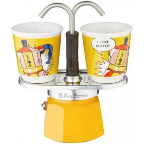 Bialetti Set Mini Express Lichtenstein 100 ml žltá / moka kanvička na 2 šálky (8006363030441)
