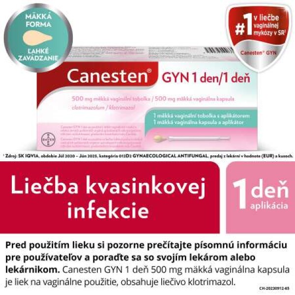 CANESTEN GYN 1 deň mäkká vaginálna kapsula 1 kapsula + aplikátor